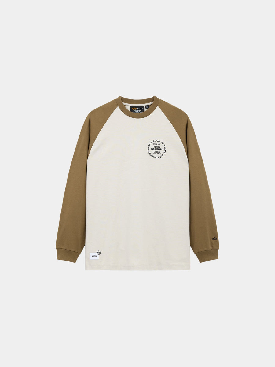 UNFRM LONG-SLEEVED RAGLAN T-SHIRT TOP Alpha Industries TAN XS 