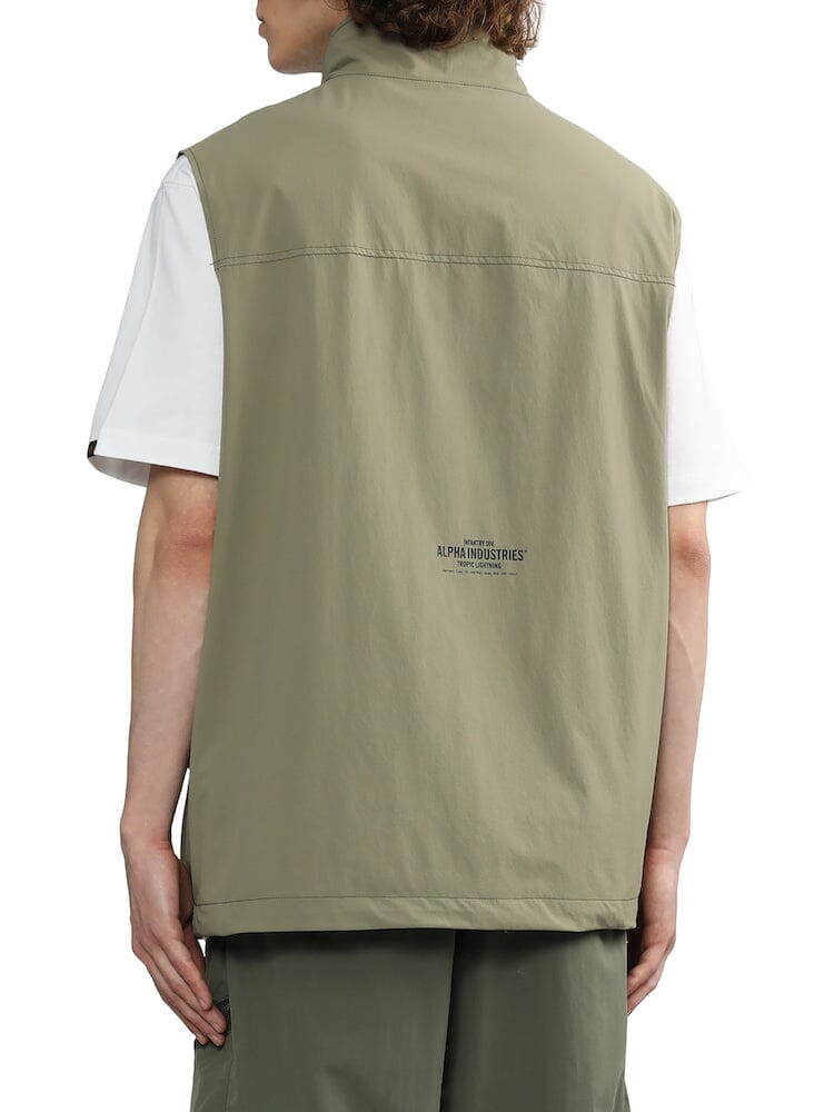 Alpha Industries Ma-1 Olive Green Nylon Tactical Vest With Utility Pockets.