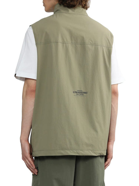 Alpha Industries Ma-1 Olive Green Nylon Tactical Vest With Utility Pockets.