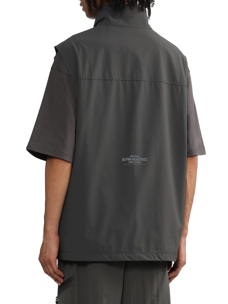 Unfrm Nylon Tactical Vest MA-1 by Alpha Industries, dark color, nylon material, utility pockets, back branding.