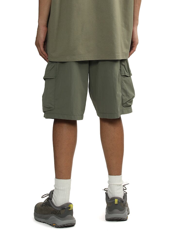 Alpha Industries Nylong Utility Short in Olive Green with Tactical Pockets.
