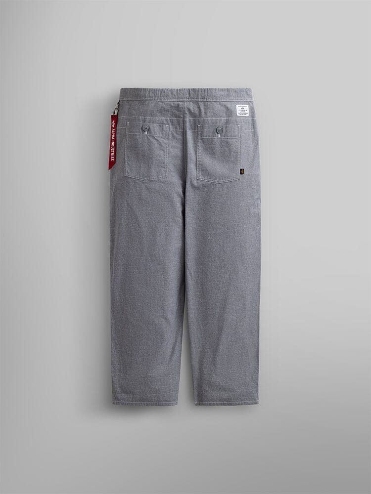 Alpha Industries Wide Leg Cotton Trouser, gray, cotton, two rear pockets, small white waistband label.
