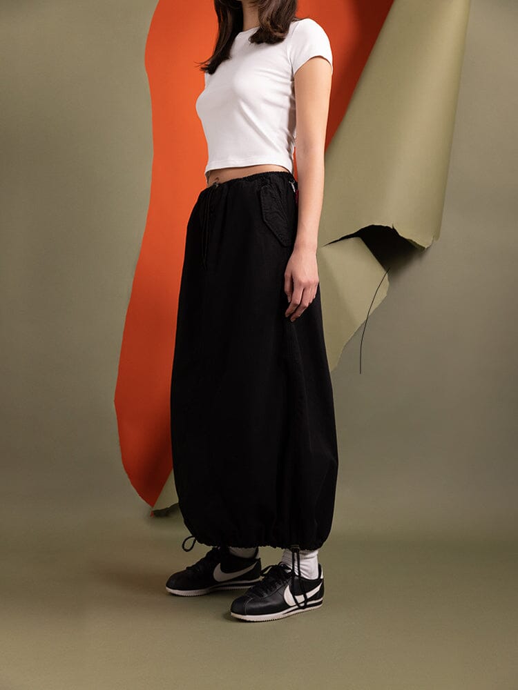 スカート draw drawers Cotton Wrap Skirt black Women's Drawcord Skirt (Black) | Alpha Industries
