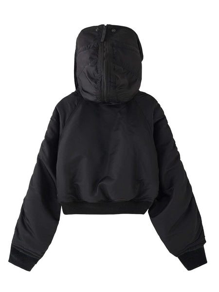 Alpha Industries N-2B Short Waist Parka, black, hooded bomber design, long sleeves, ribbed cuffs, fitted waistband.