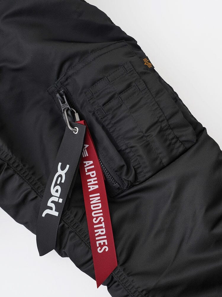 Alpha Industries N-2B Short Waist Parka Black Sleeve, Zippered Pocket, MA-1 and 3C4H Tags.