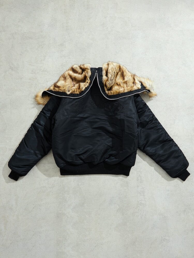 N-2B Core Spec Parka by Alpha Industries, tan color with wide synthetic mouton fur collar, MA-1 details.