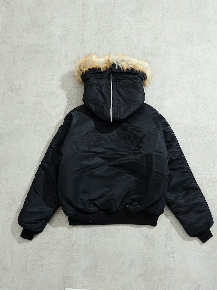 Alpha Industries Xlarge N-2b Core Spec Parka, black, hooded puffer jacket with synthetic mouton fur trim, water-repellent nylon.