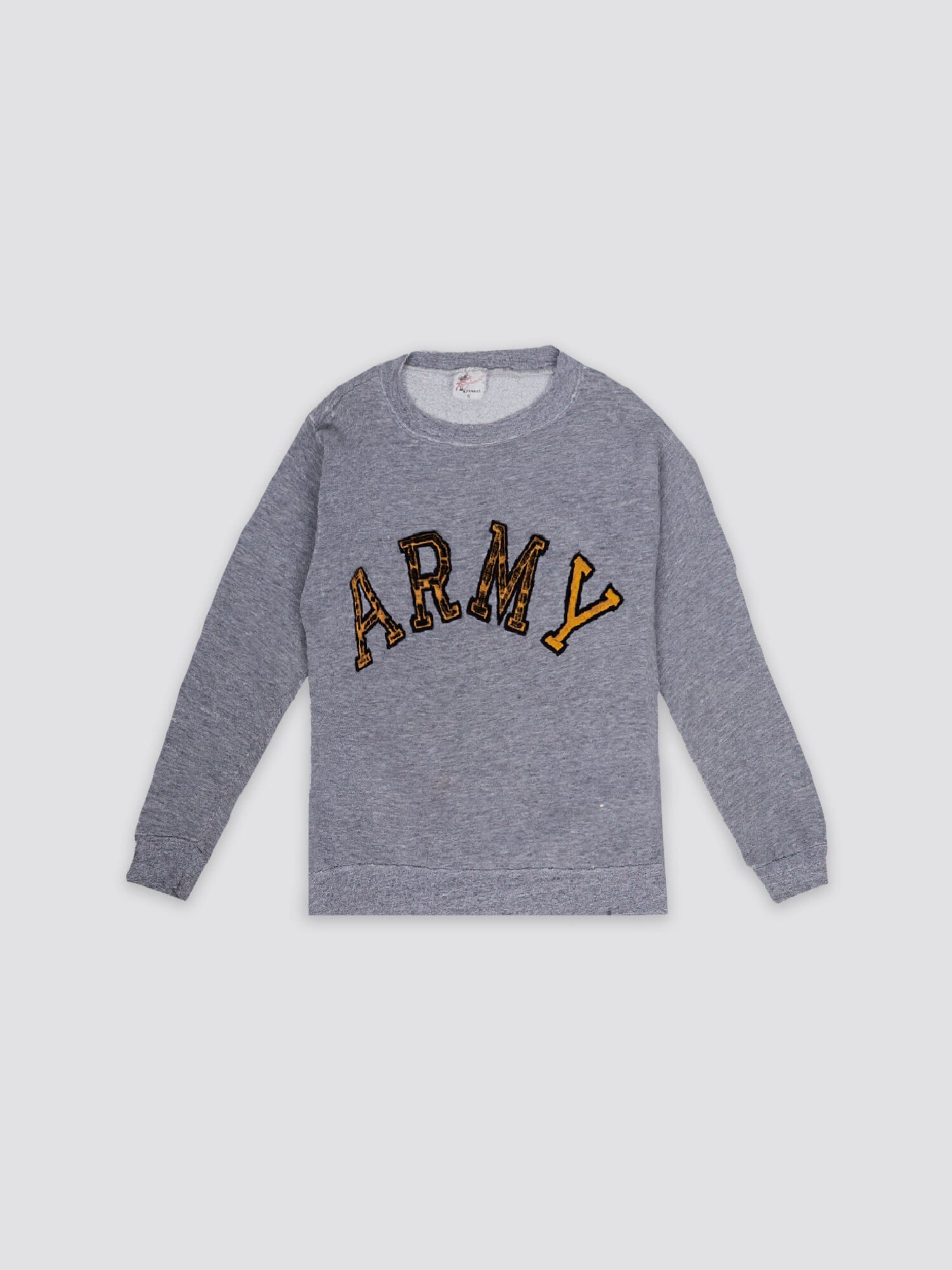 80S ARMY PATCHED CREW NECK SWEATSHIRT RESUPPLY Alpha Industries GRAY M 