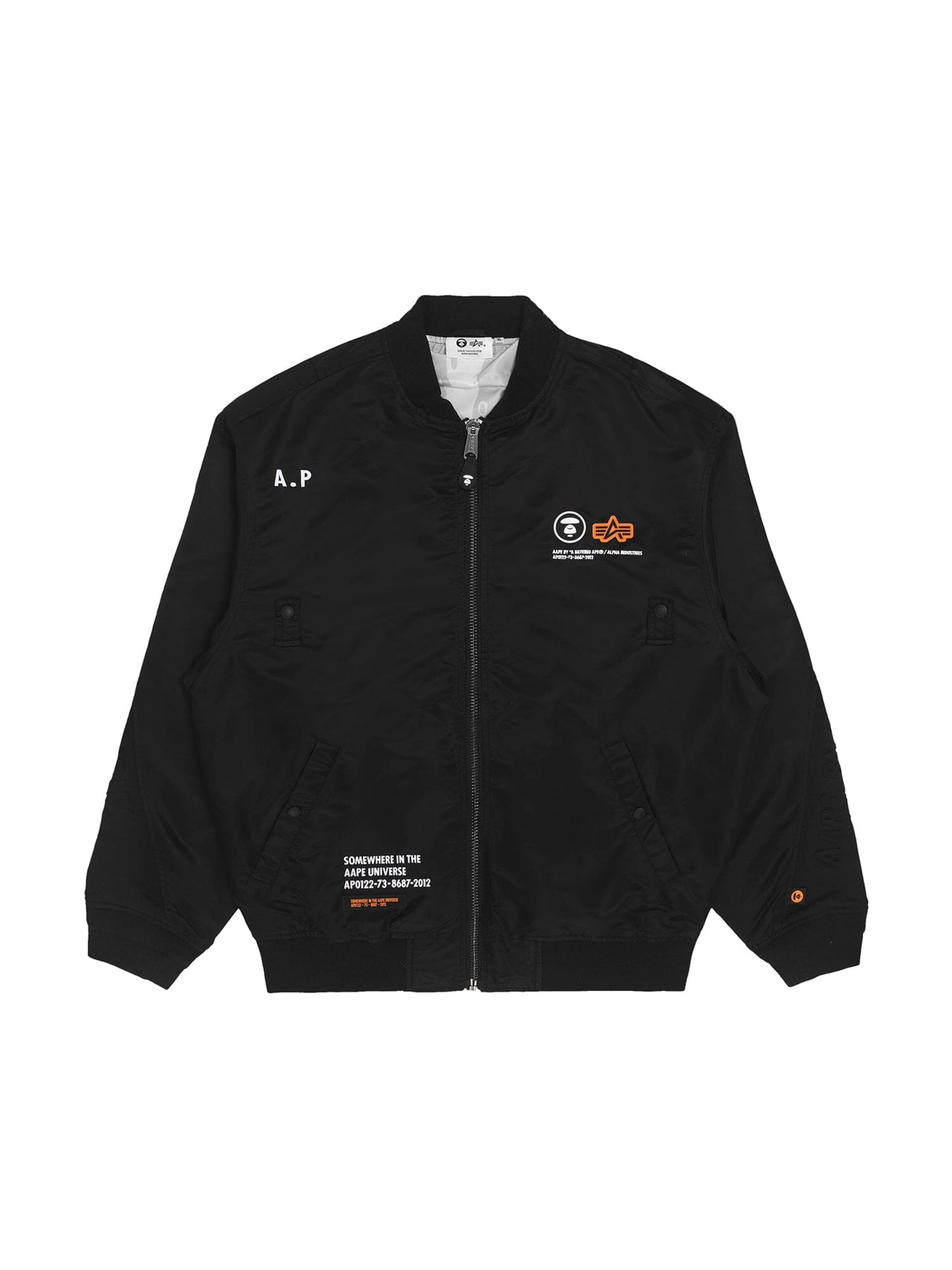 AAPE X ALPHA MA-1 LIGHTWEIGHT JACKET OUTERWEAR Alpha Industries BLACK L 