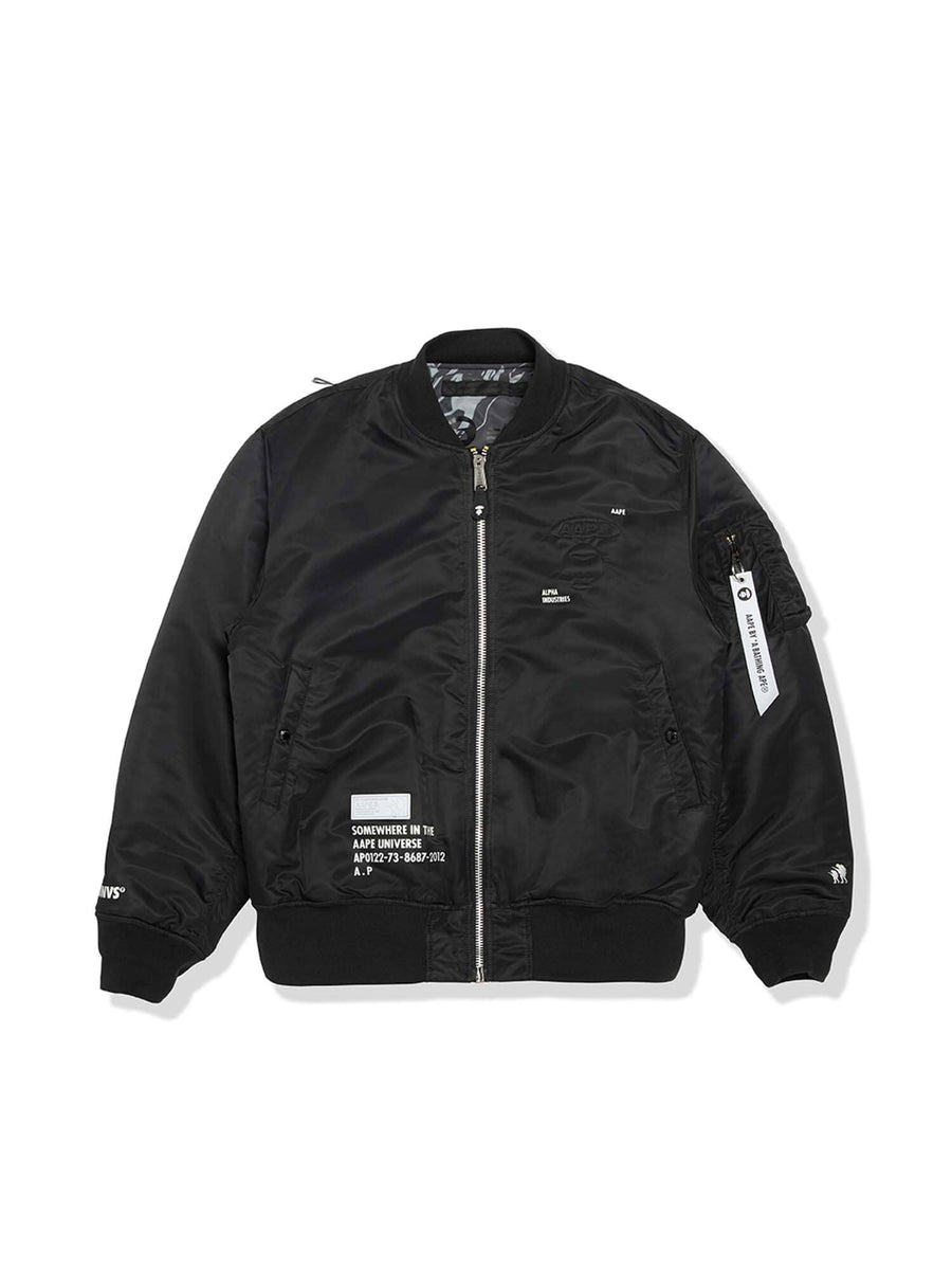 AAPE X ALPHA MA-1 REVERSIBLE BOMBER JACKET OUTERWEAR Alpha Industries BLACK L 