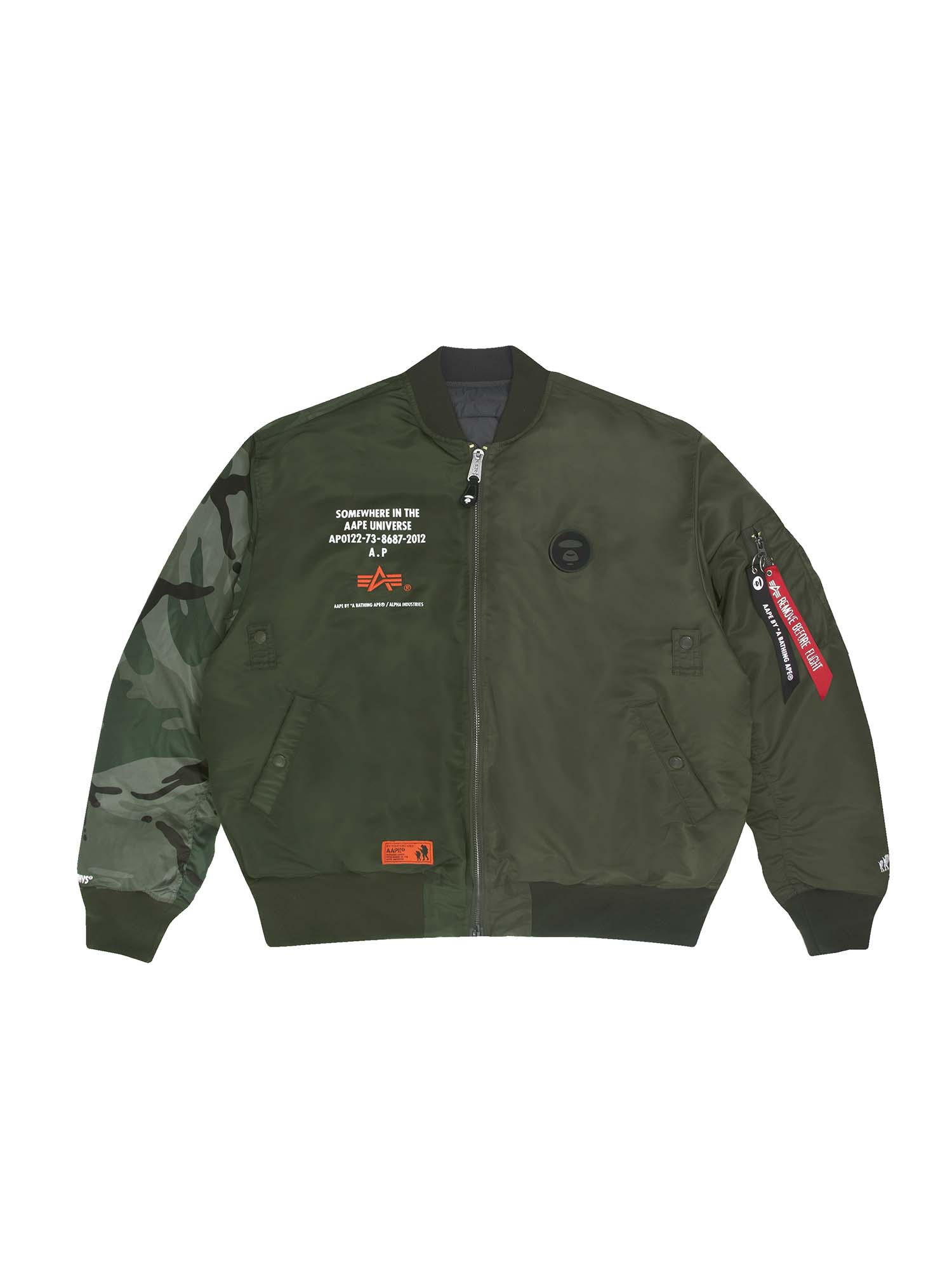 AAPE X ALPHA REVERSIBLE MA-1 DOWN JACKET OUTERWEAR Alpha Industries, Inc. OLIVE 2XL 
