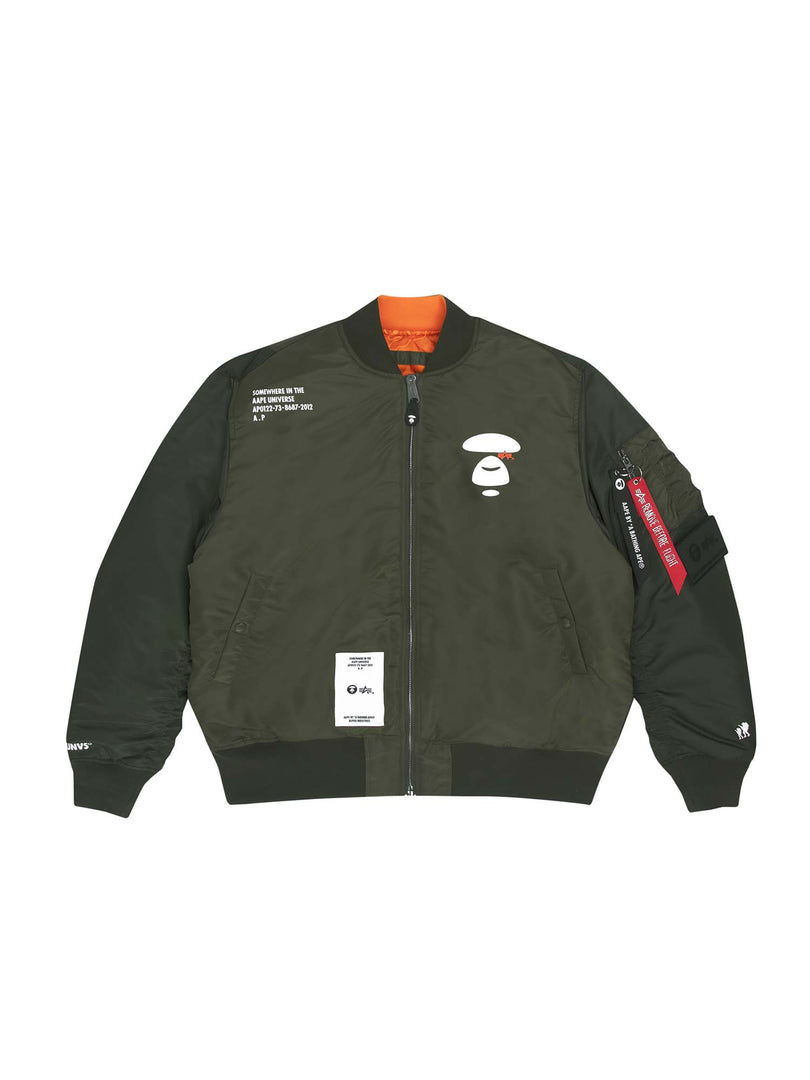 AAPE X ALPHA REVERSIBLE MA-1 QUILTED JACKET OUTERWEAR Alpha Industries, Inc. OLIVE L 
