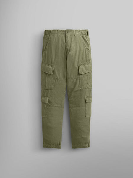 Alpha Industries Acu Pant in Og-107 Green, utility pockets, nylon knee patches, straight leg cut, button closure.