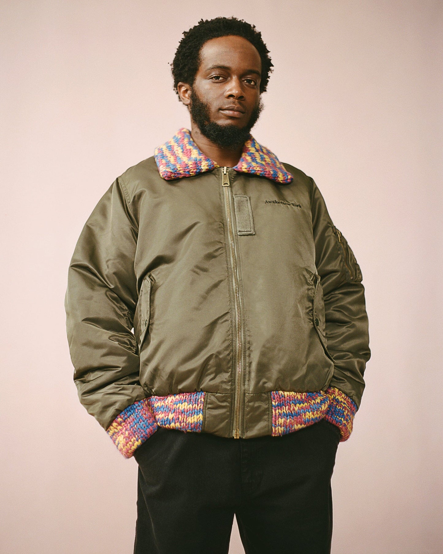 AWAKE X ALPHA MA-1 KNIT TRIMMED WASHED BOMBER JACKET OUTERWEAR Alpha Industries 