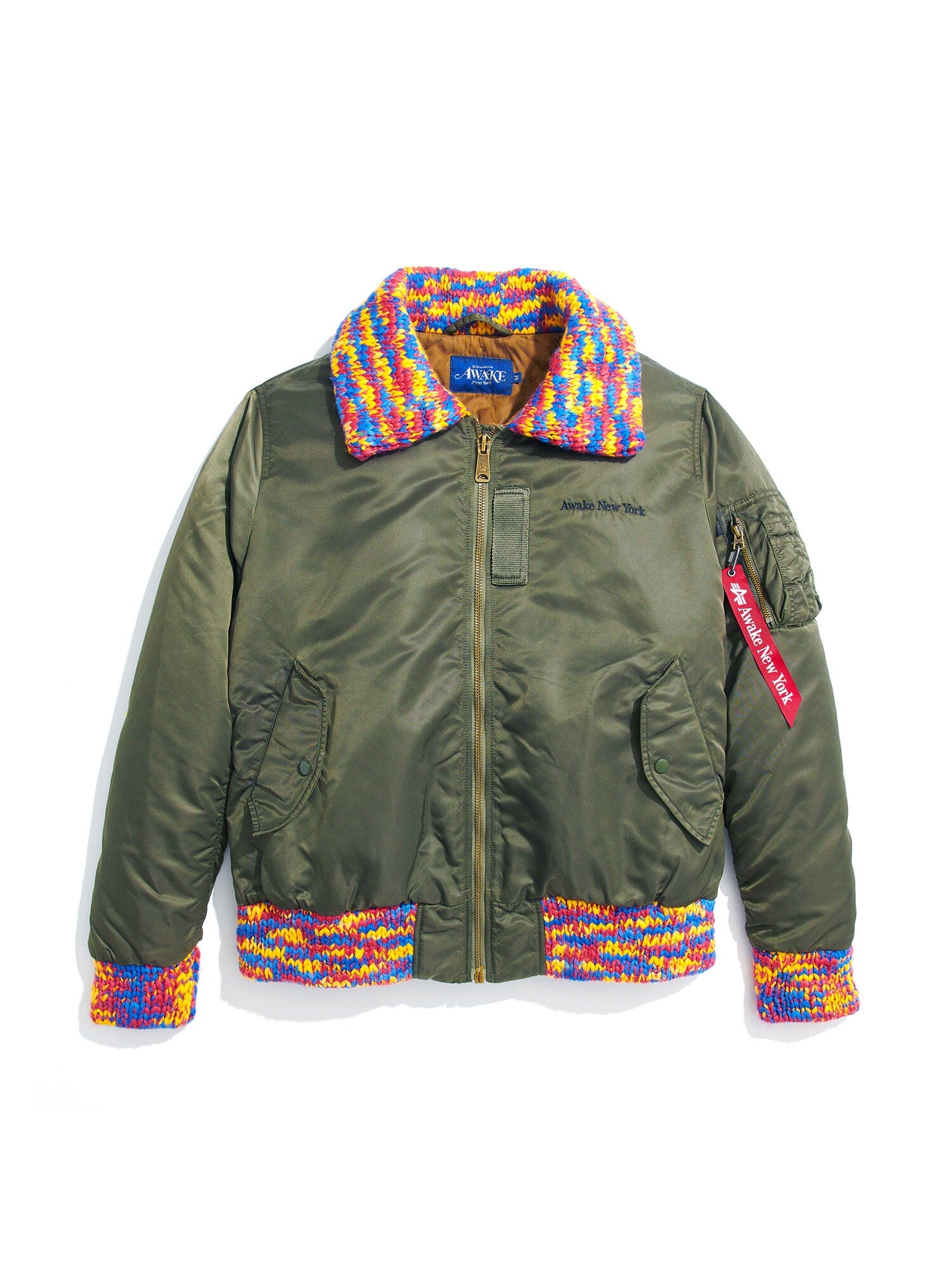 AWAKE X ALPHA MA-1 KNIT TRIMMED WASHED BOMBER JACKET OUTERWEAR Alpha Industries OLIVE 2XL 