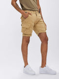 Alpha Industries Crew Short Gen I in Sand, cotton material, zip and button closure.
