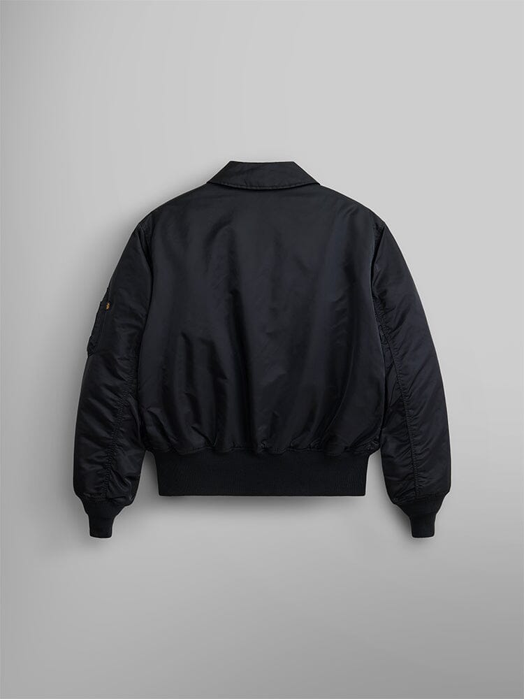 Alpha Industries Cwu 45/P Bomber Jacket in black with classic military flight jacket design.