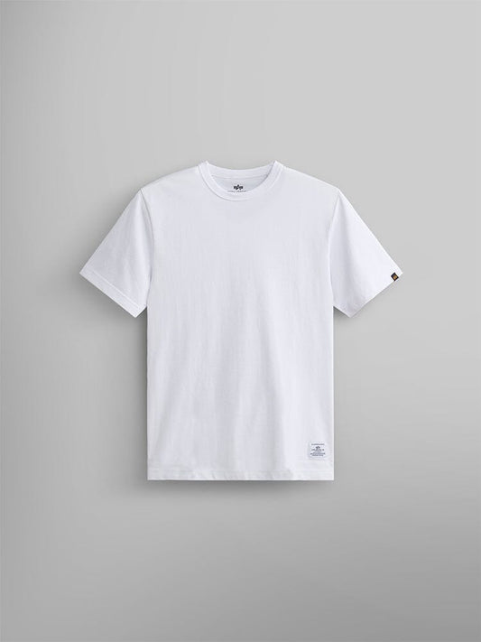 Alpha Industries Essential Tee in White, cotton t-shirt with short sleeves and crew neckline.