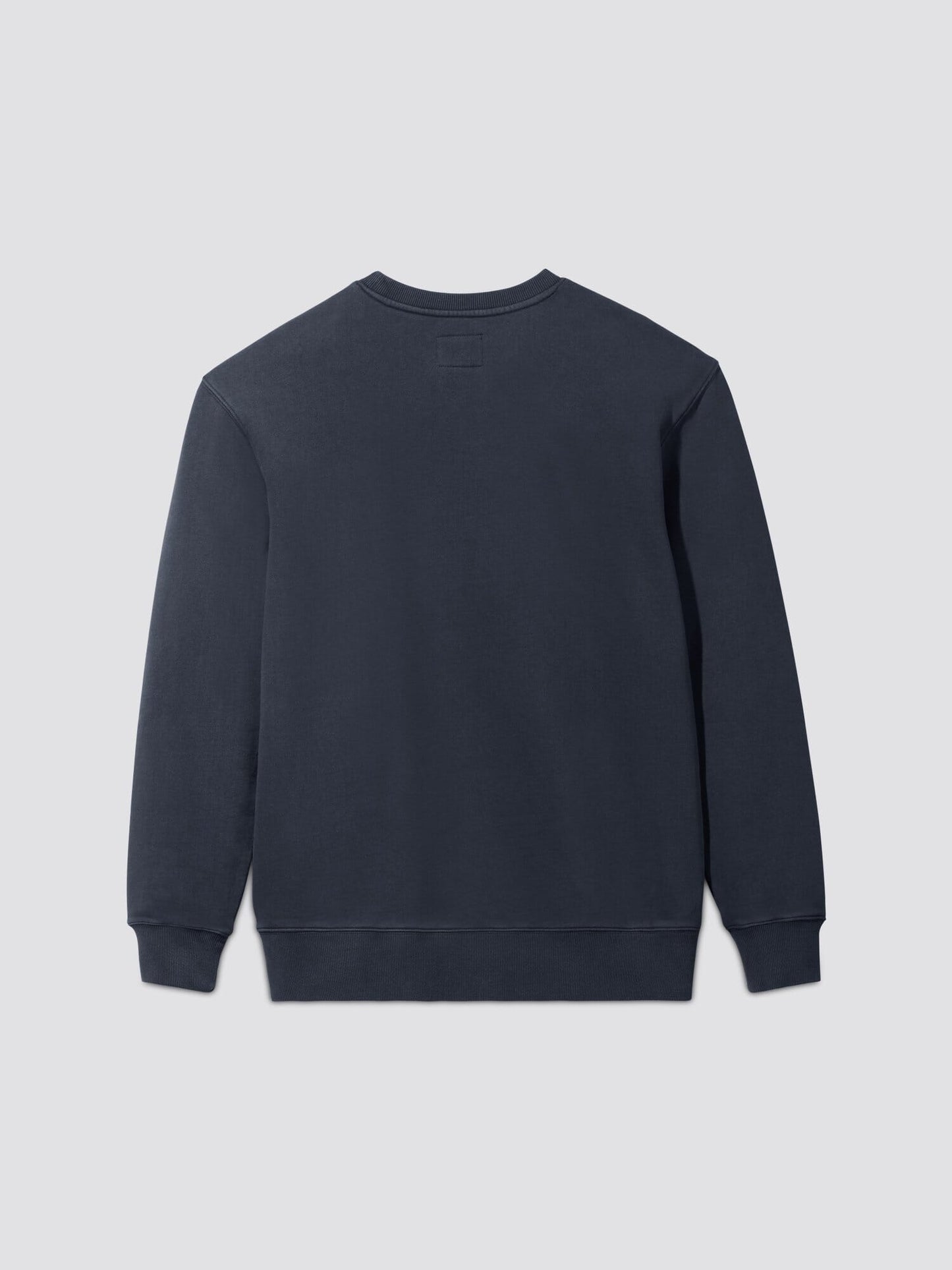 Alpha Industries Essential Washed Crewneck, dark blue cotton long-sleeve sweatshirt.