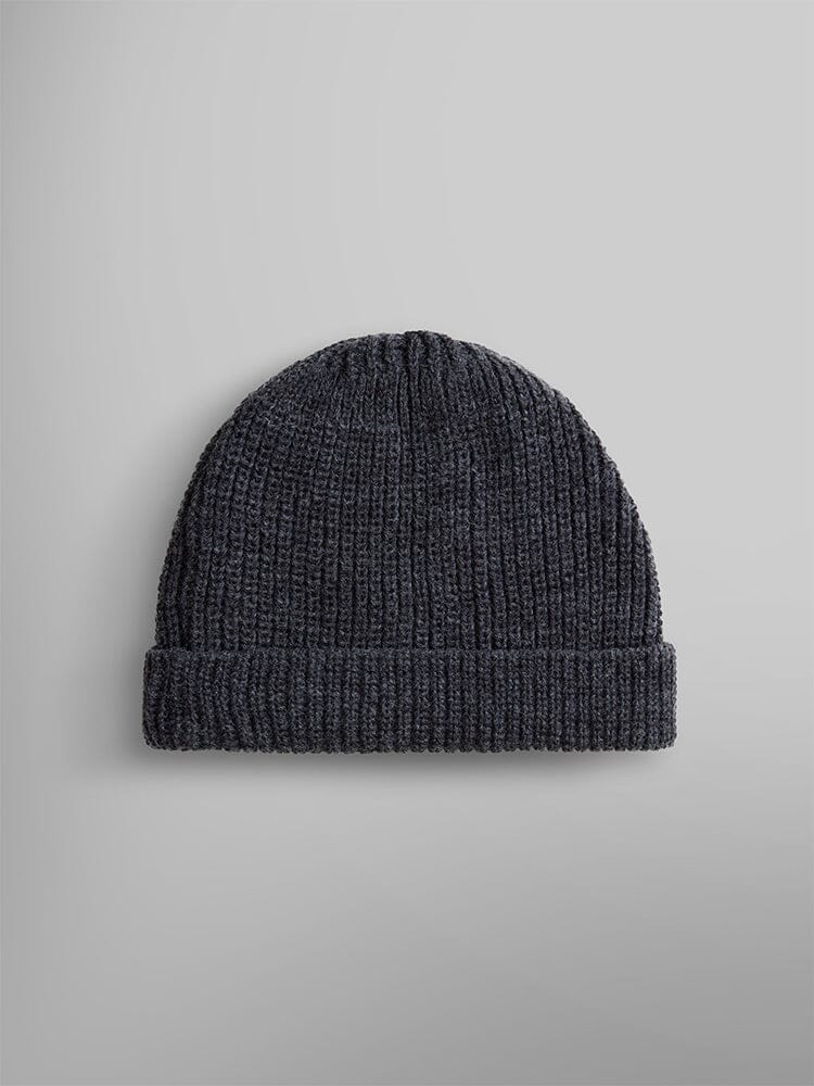 The Essential Watch Cap by Alpha Industries in a dark gray wool-blend provides both style and a subtle tribute to military history.