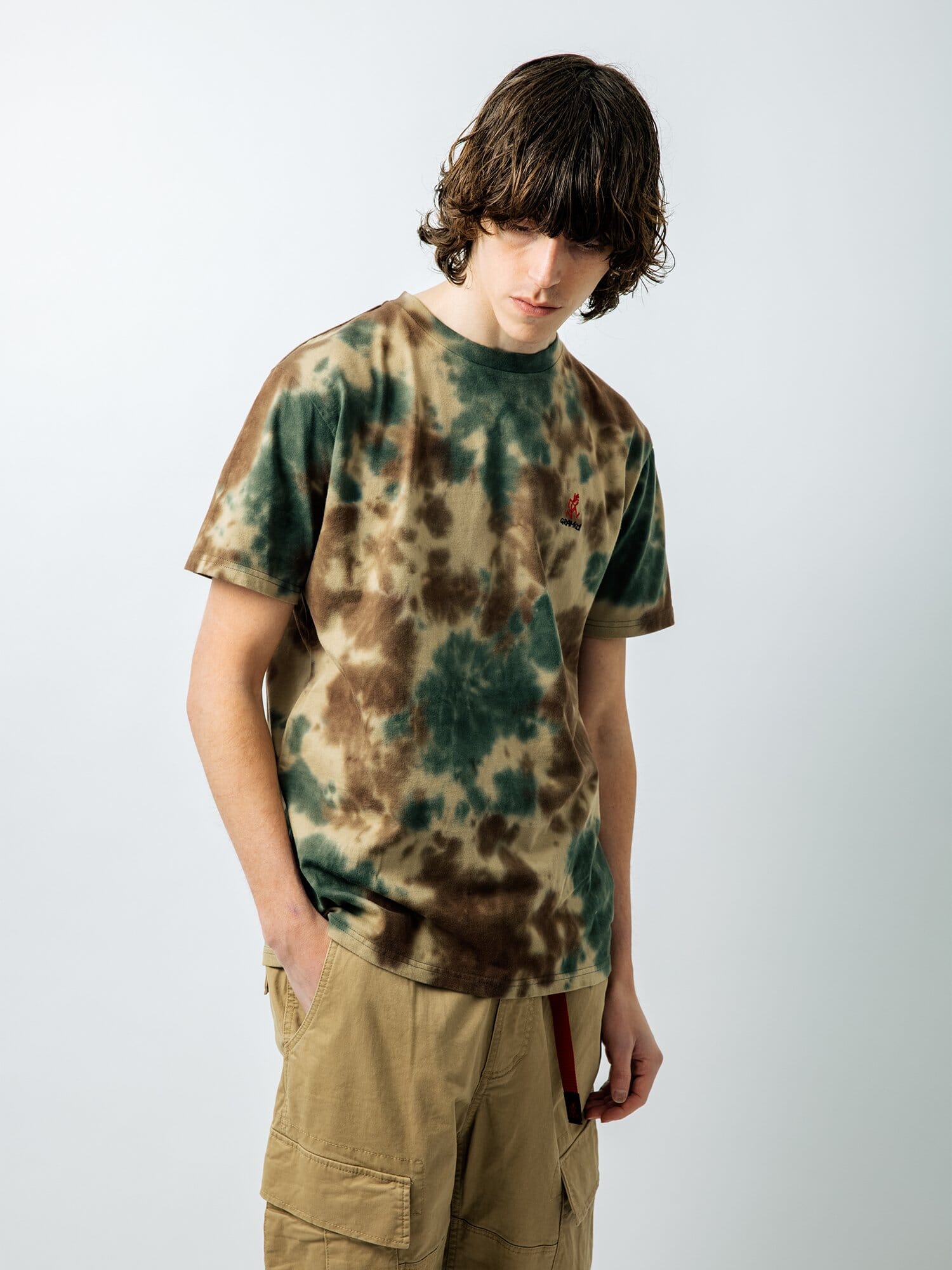 Alpha Industries Gramicci X Alpha Cotton Camo Tie Dye Tee, Woodland Camo, cotton material, tie dye design.