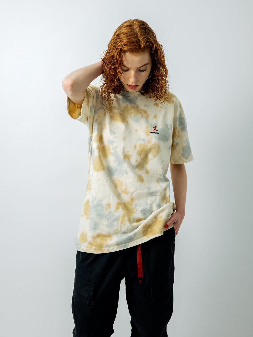 Gramicci X Alpha Cotton Camo Tie Dye Tee by Alpha Industries, cotton material, camo tie dye design.