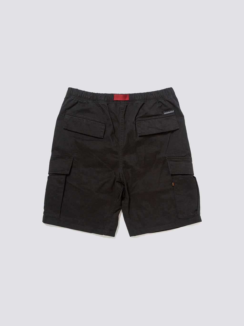 Gramicci X Alpha Jungle Cargo Short by Alpha Industries, stretch ripstop fabric, elastic waistband, cargo pockets, two large front pockets, small waist label.