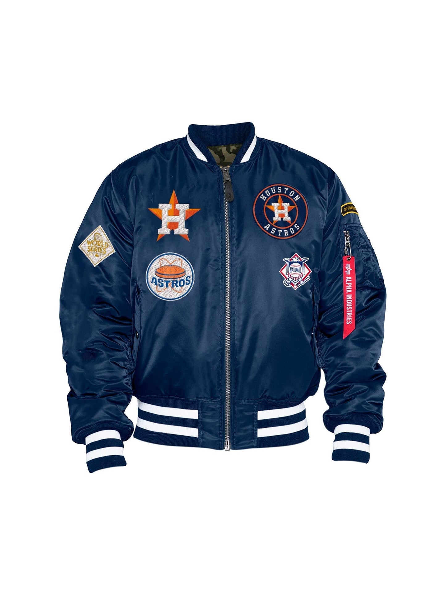 HOUSTON ASTROS X ALPHA X NEW ERA MA-1 BOMBER JACKET OUTERWEAR Alpha Industries BLUE 2XL 