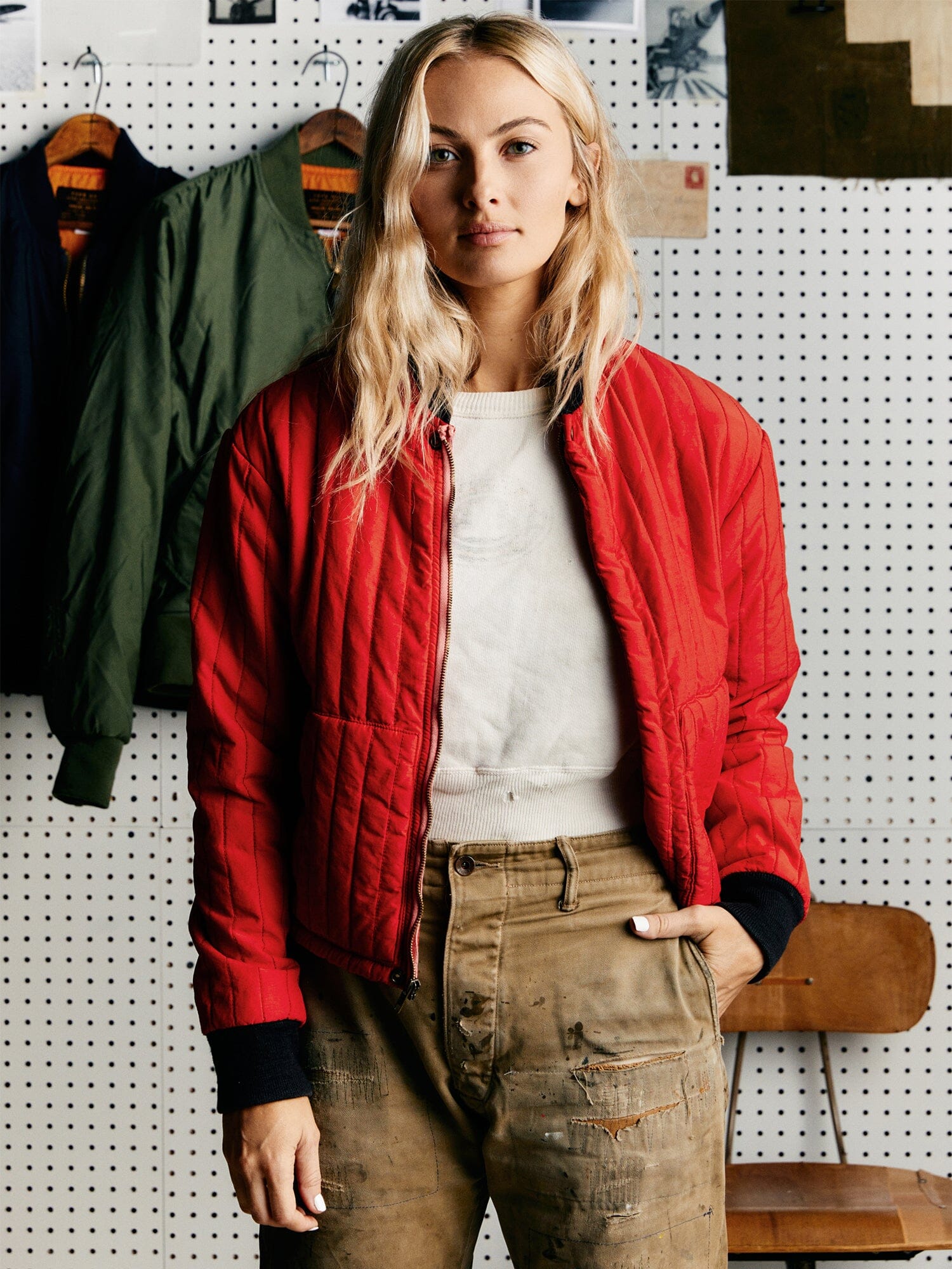 IMOGENE X ALPHA RED BOMBER JACKET OUTERWEAR Alpha Industries 