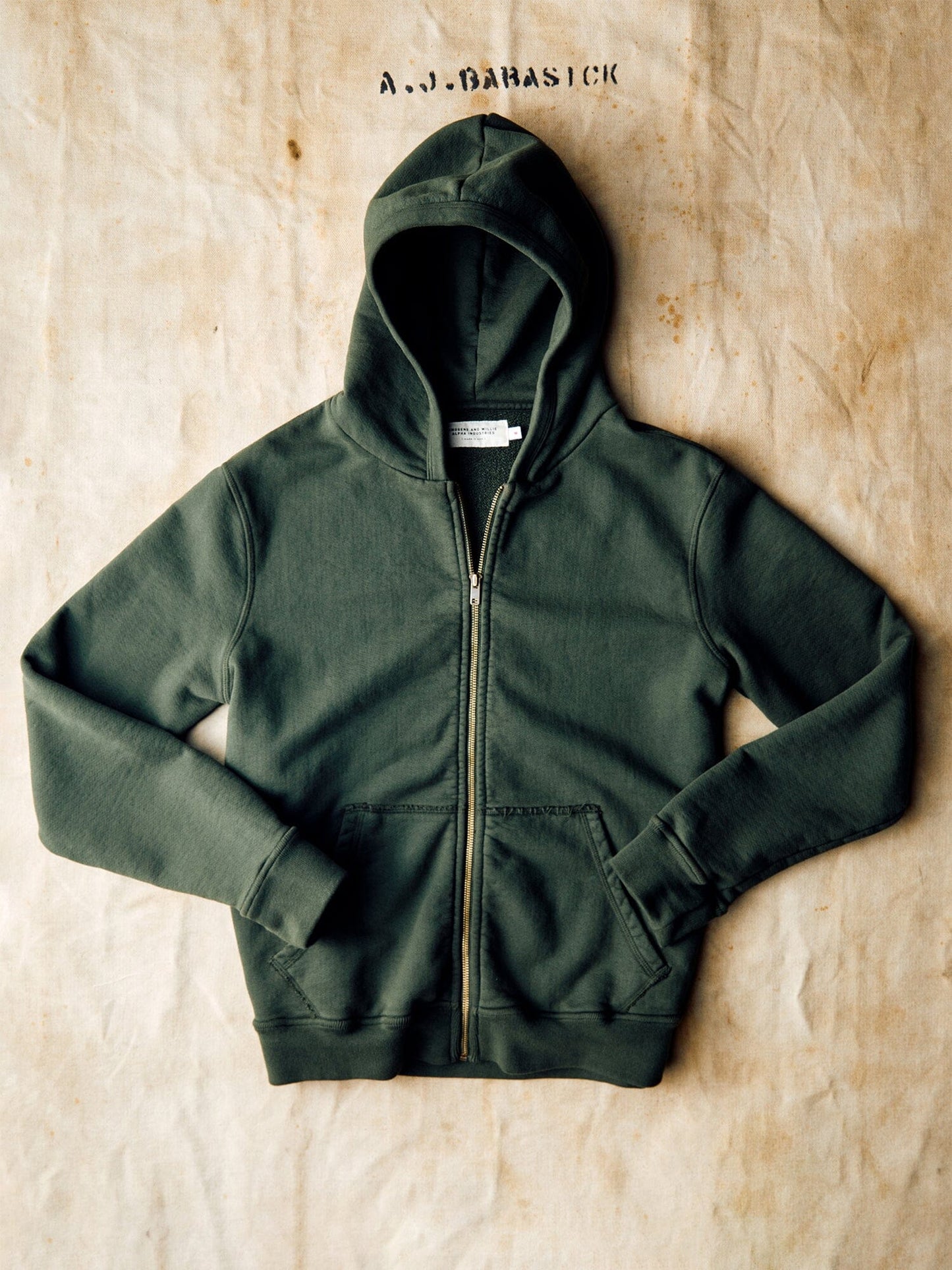 IMOGENE X ALPHA STANDARD ZIP HOODIE TOP Alpha Industries DARK GREEN 2XL 