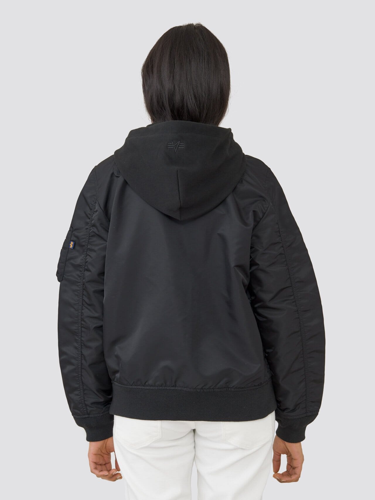 Alpha Industries L-2B Natus W Bomber Jacket, black, hooded.