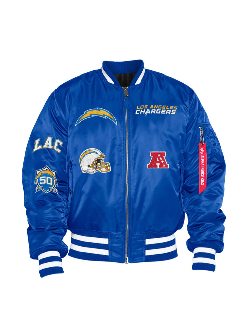 LOS ANGELES CHARGERS X ALPHA X NEW ERA MA-1 BOMBER JACKET OUTERWEAR Alpha Industries PACIFIC BLUE 2XL 