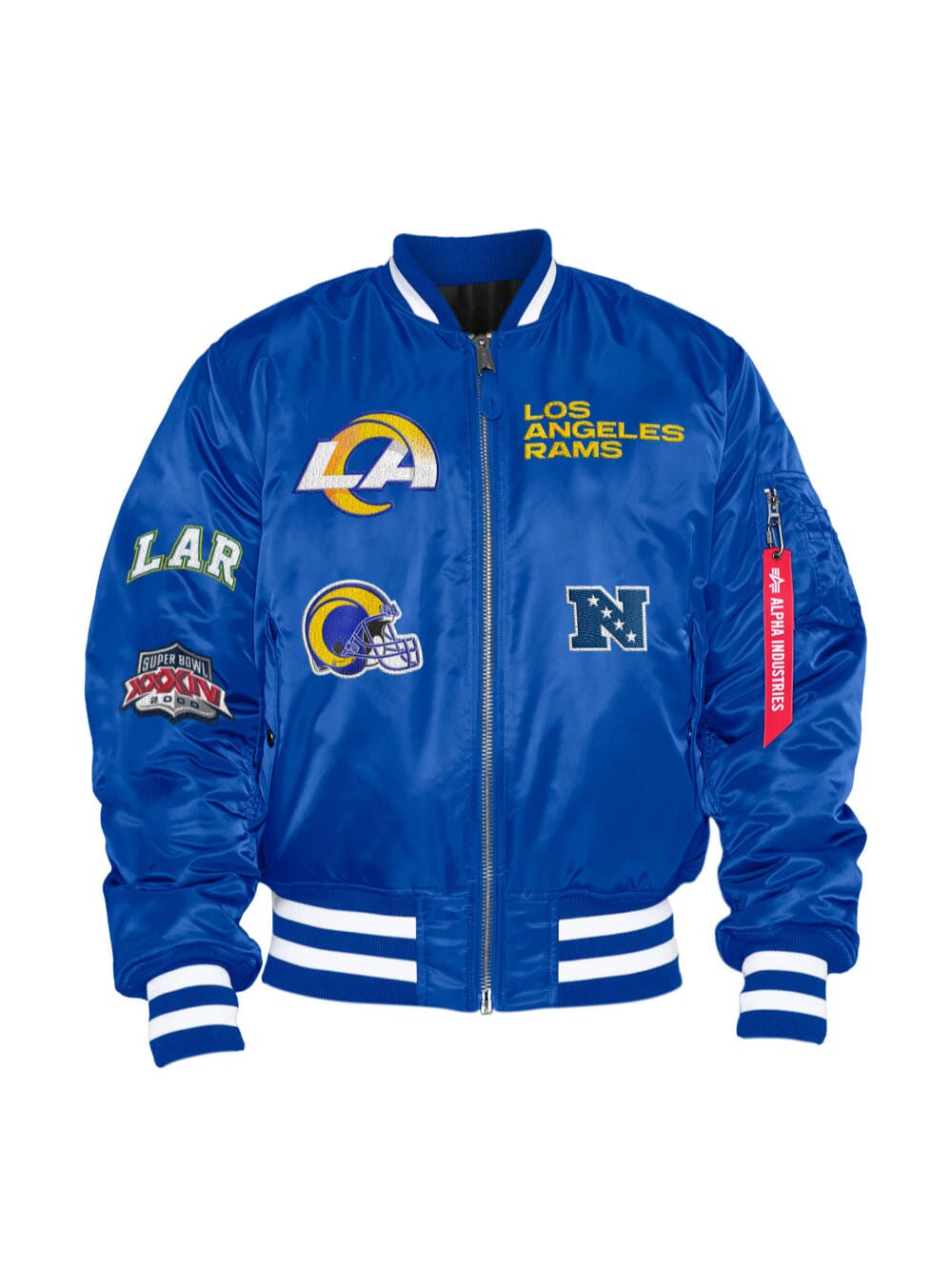 LOS ANGELES RAMS X ALPHA X NEW ERA MA-1 BOMBER JACKET OUTERWEAR Alpha Industries PACIFIC BLUE 2XL 