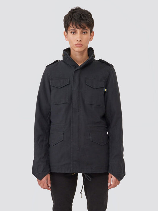Alpha Industries M-65 Defender W Field Coat, Black, Multiple Front Pockets.