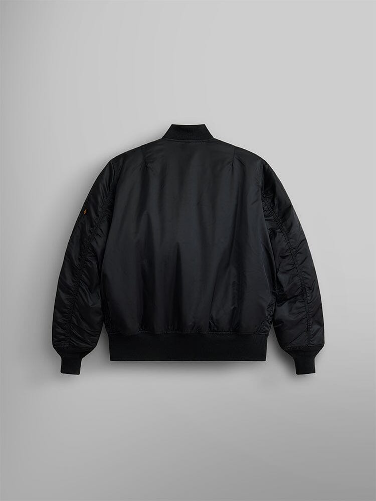 Back view of MA-1 Bomber Jacket (Heritage) in Black. By Alpha Industries.