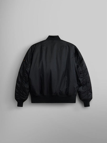 Back view of MA-1 Bomber Jacket (Heritage) in Black. By Alpha Industries.