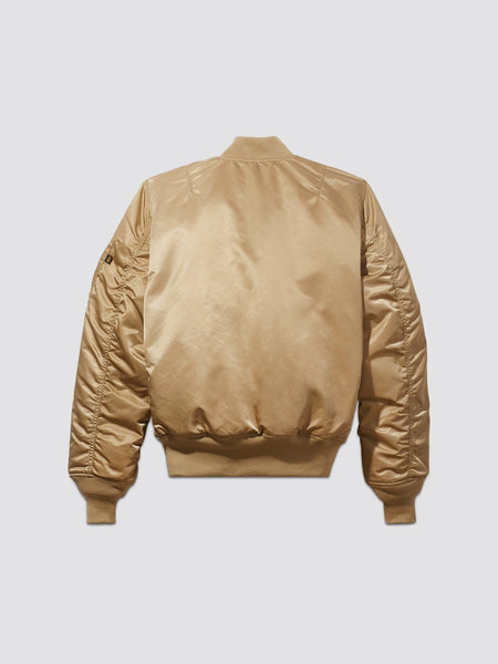 Back view of MA-1 Bomber Jacket (Heritage) in Khaki (Vintage). By Alpha Industries.