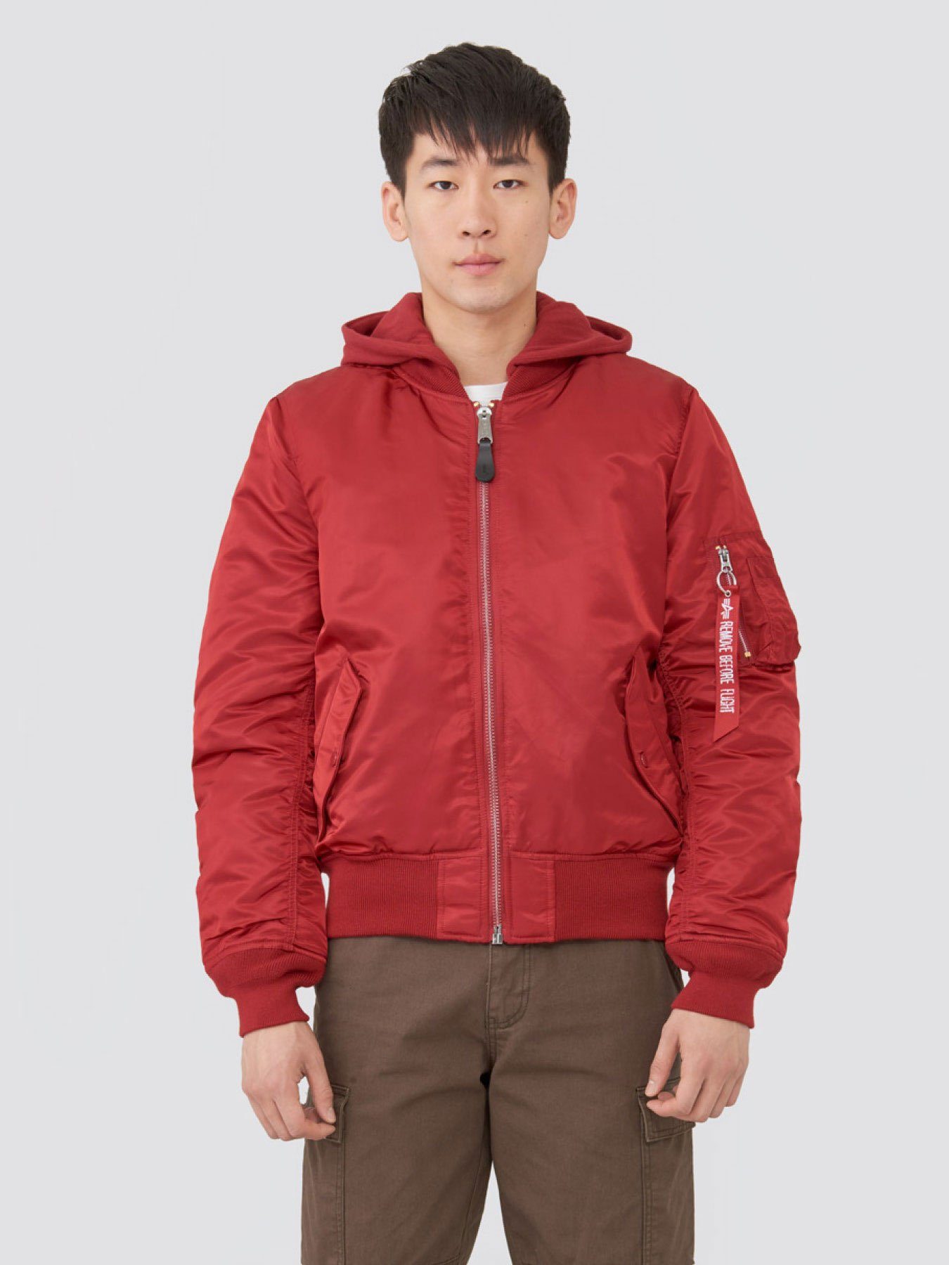 MA-1 NATUS BOMBER JACKET OUTERWEAR Alpha Industries COMM. RED/VNTG OLIVE LINING 2XL 