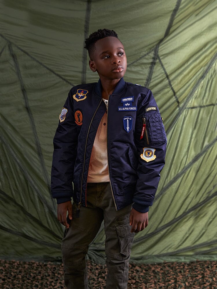 MA-1 SQUADRON BOMBER JACKET Y OUTERWEAR Alpha Industries REPLICA BLUE 2T 