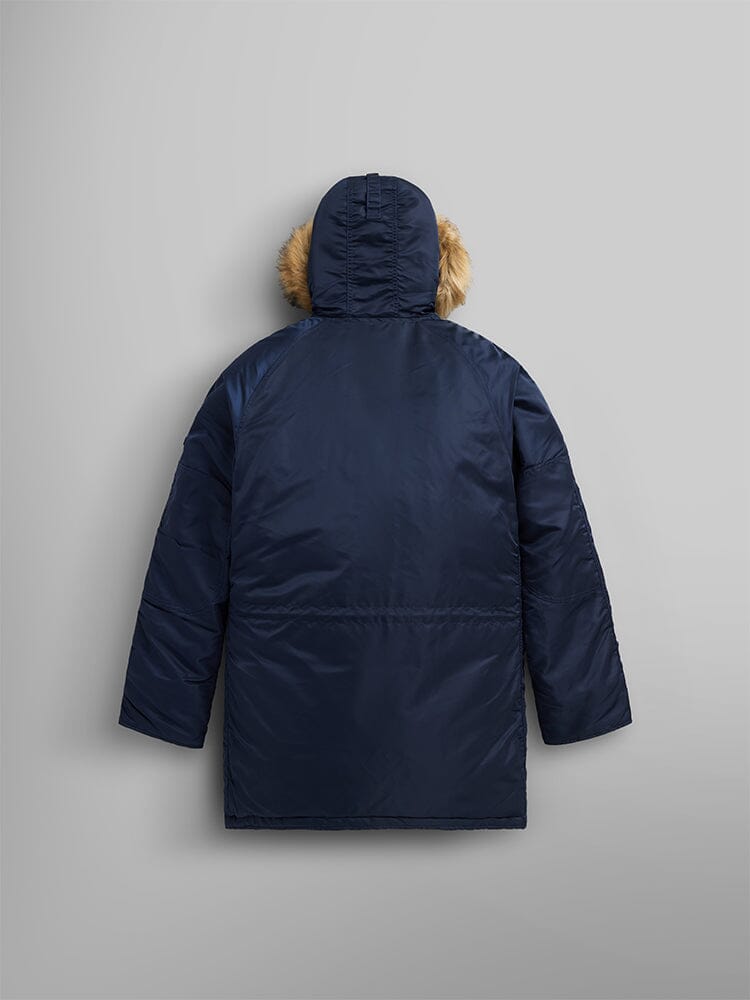 Alpha Industries N-3B Slim Fit Parka, navy blue, faux fur-trimmed hood.