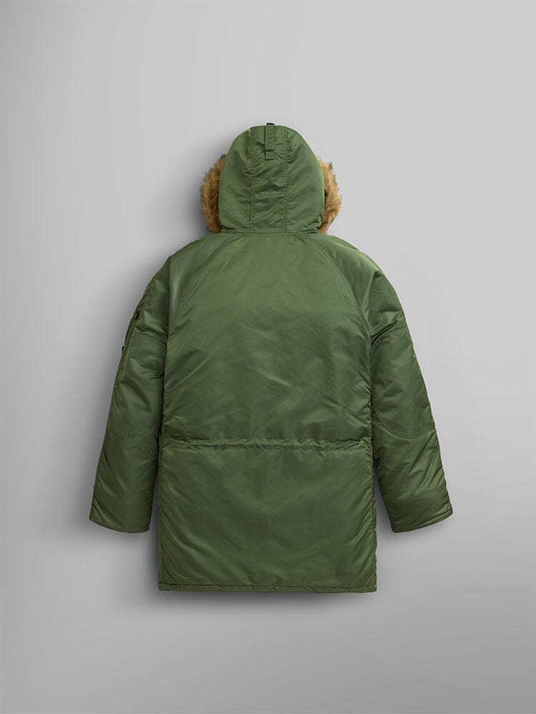 Alpha Industries N-3B Slim Fit Parka, green, faux fur trim.