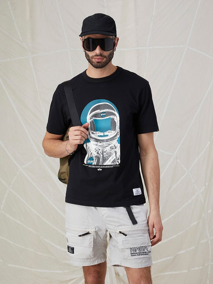 NASA MOON MAN TEE TOP Alpha Industries BLACK/TEAL 2XL 