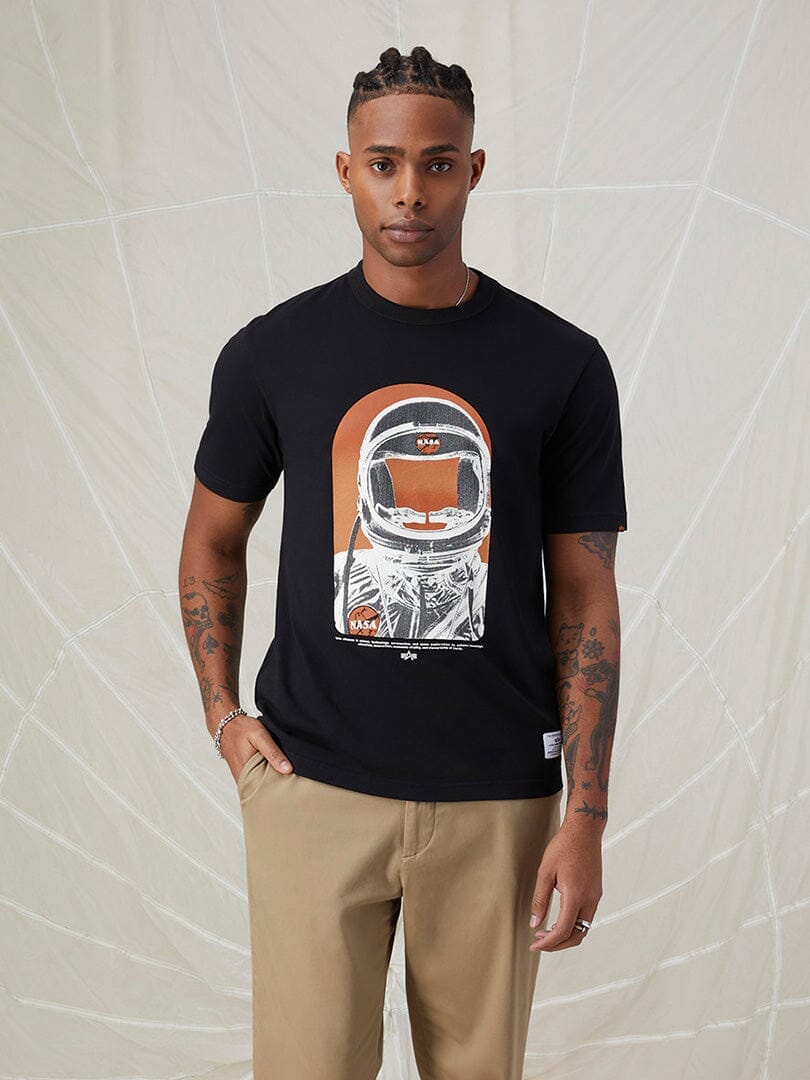 NASA MOON MAN TEE TOP Alpha Industries BLACK/ORANGE 2XL 