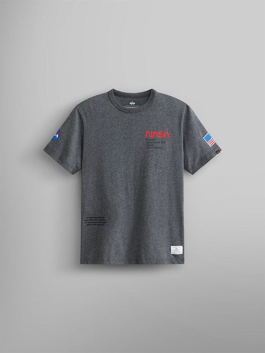 NASA WORM LOGO GEN II TEE TOP Alpha Industries DARK CHARCOAL HEATHER 2XL 