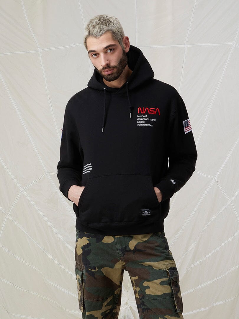 NASA Worm Logo Hoodie (Charcoal) | Alpha Industries