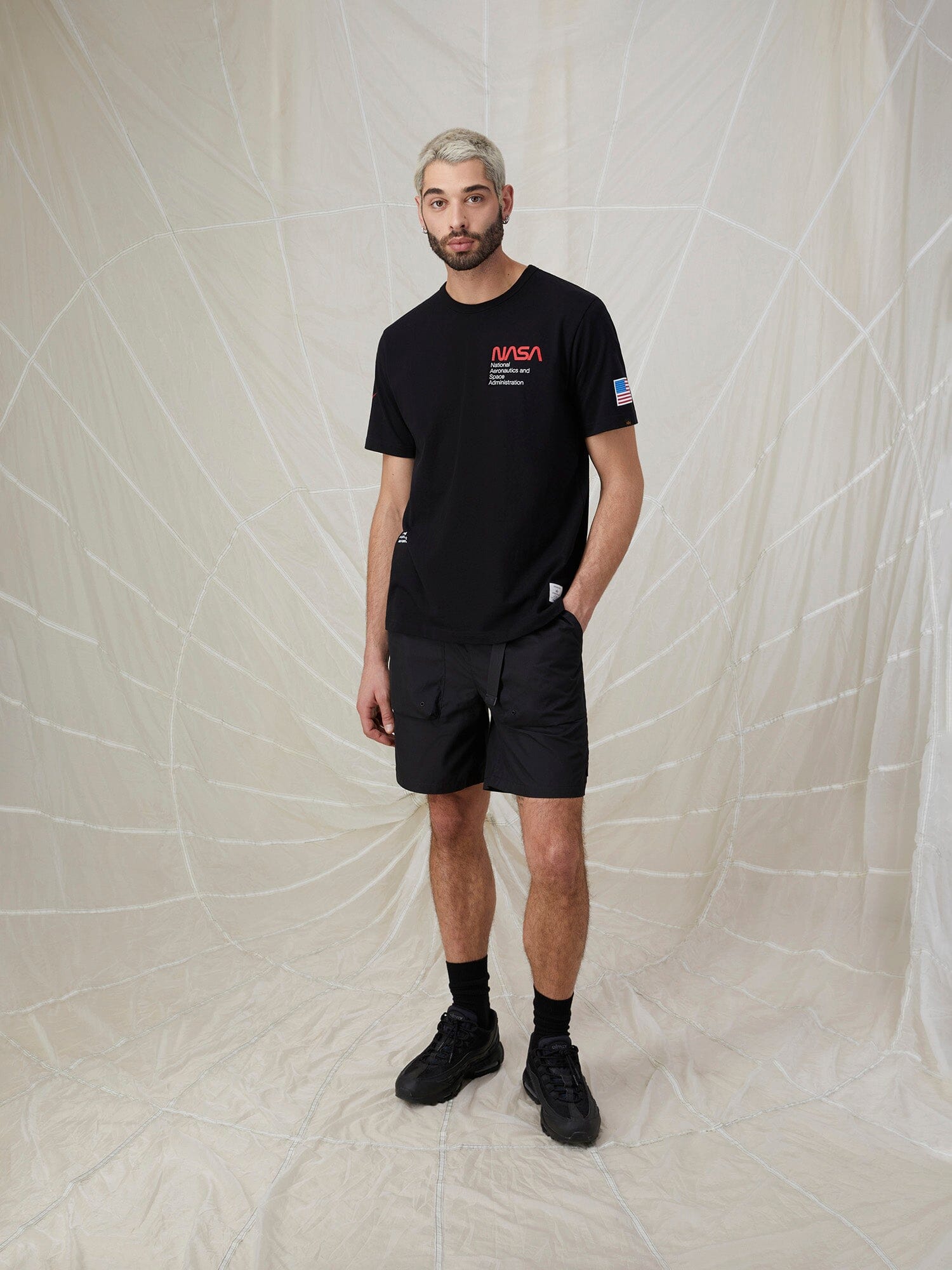 NASA WORM LOGO TEE TOP Alpha Industries 