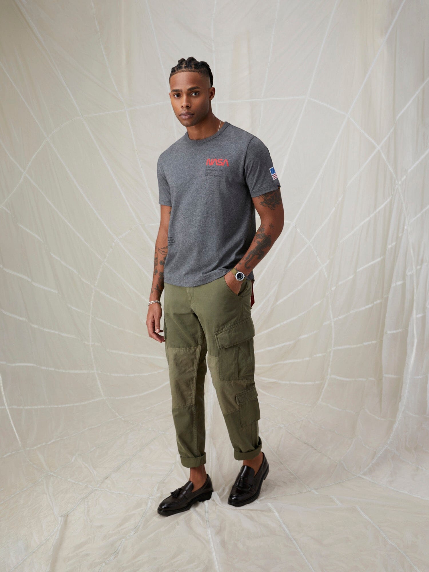 NASA WORM LOGO TEE TOP Alpha Industries 