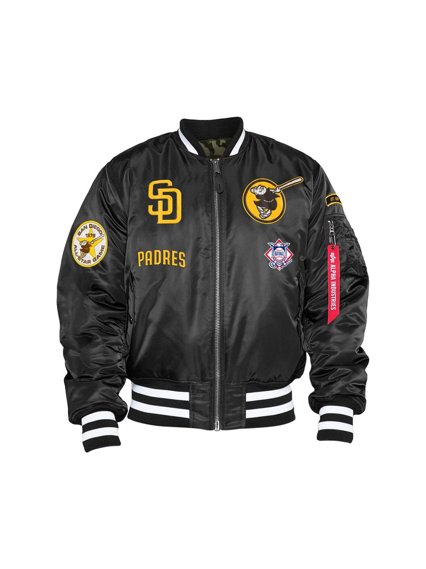 알파 인더스트리 Alpha Industries SAN DIEGO PADRES X Alpha X NEW ERA MA-1 BOMBER JACKET,BLACK