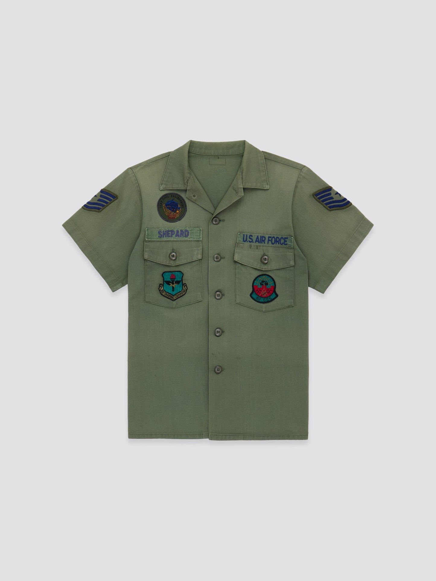 USAF CIVIL ENGINEER S/S SHIRT SHEPARD TOP Alpha Industries OLIVE S 