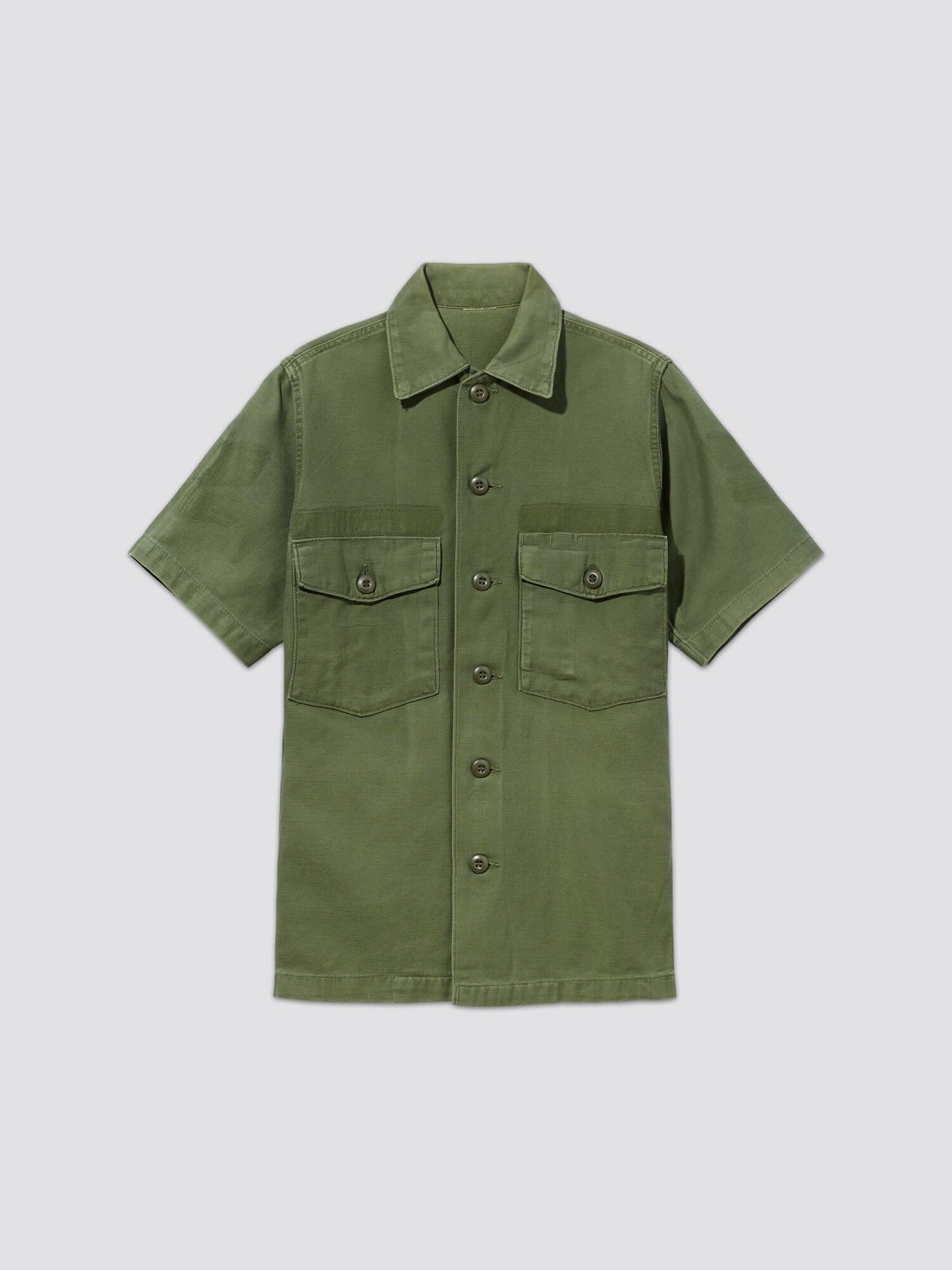 VINTAGE 70s UTILITY SHORT SLEEVE SHIRT RESUPPLY Alpha Industries, Inc. M-65 OLIVE XXS 